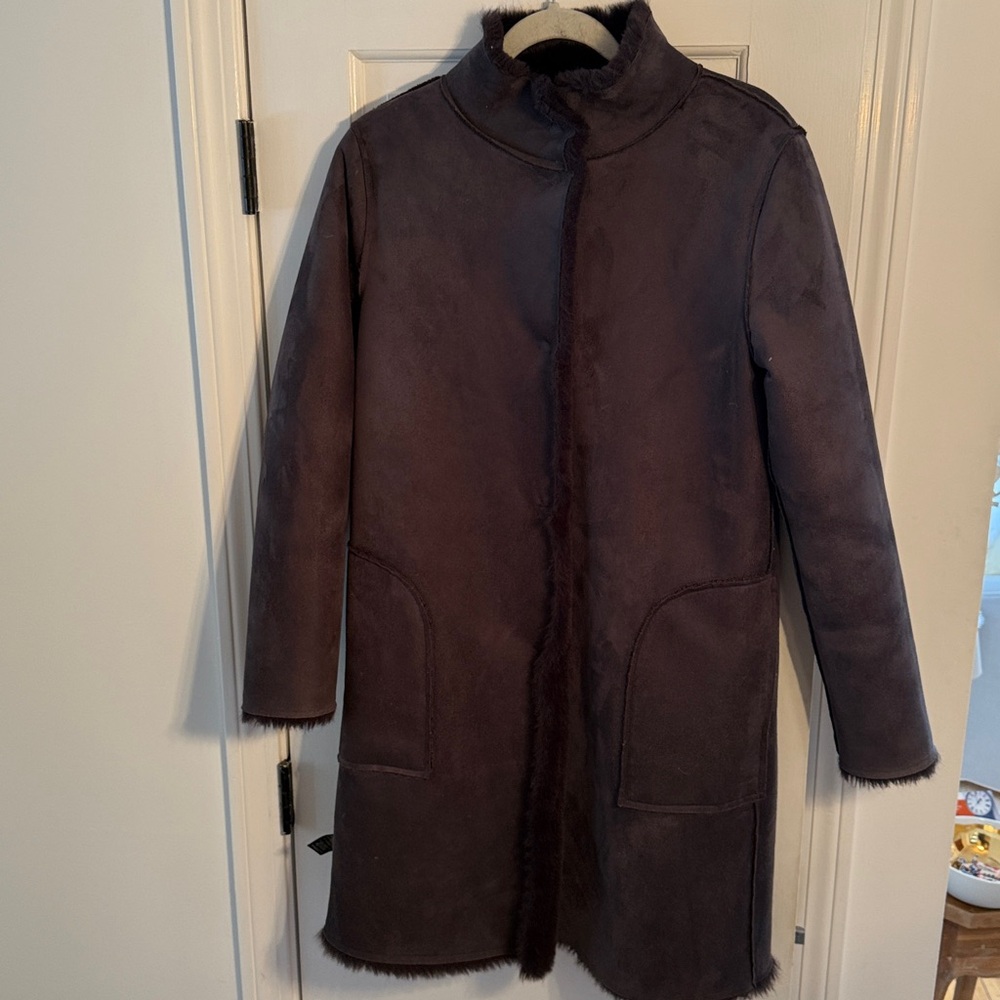 Velvet by Graham & Spencer Eggplant Faux Fur Reversible Coat